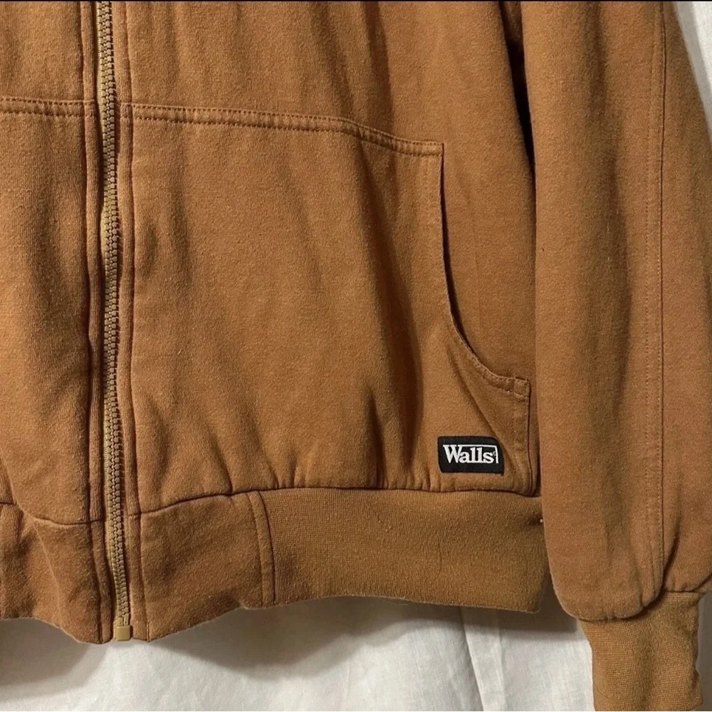 Walls Work Wear Coat Men’s XL Canvas Hooded Jacket Fleece Lined Chore Barn Brown